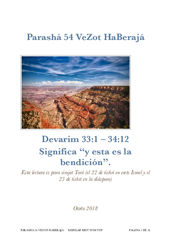 (PDF) Parashá 54 VeZot HaBerajá Devarim 331 3412 Significa "y esta