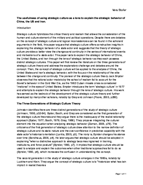 (PDF) The usefulness of using strategic culture as a lens to explain ...