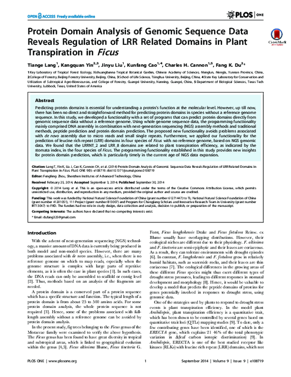 (PDF) Protein Domain Analysis of Genomic Sequence Data Reveals ...