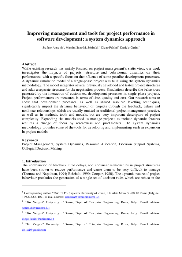 (PDF) Improving management and tools for project performance in ...
