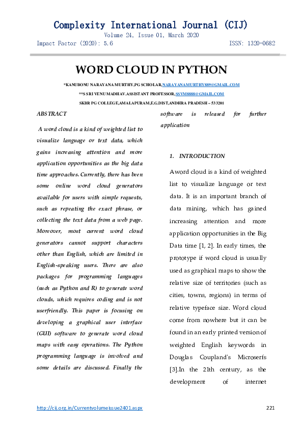 (PDF) WORD CLOUD IN PYTHON