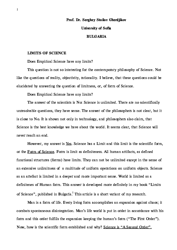 (PDF) Limits of Science, XX Boston