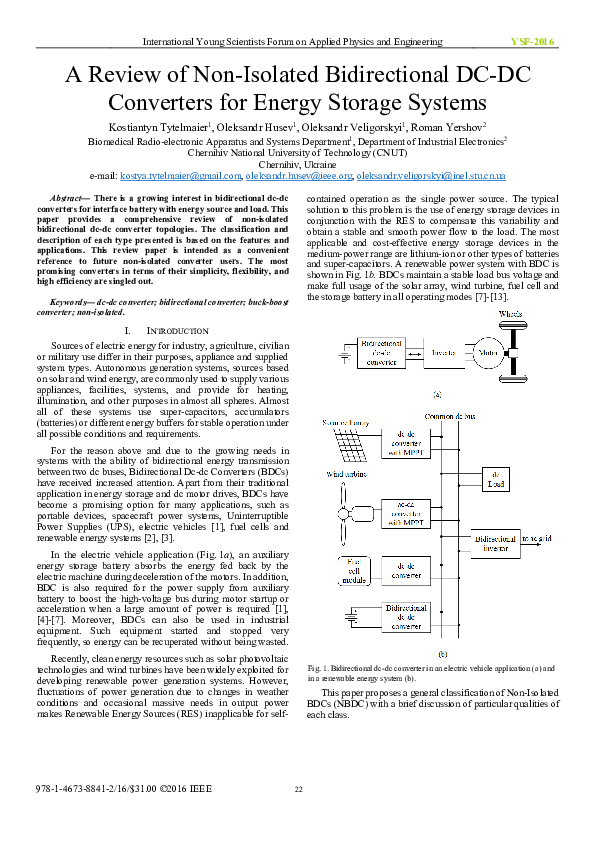 (PDF) A Review of Non-Isolated Bidirectional DC-DC Converters for ...