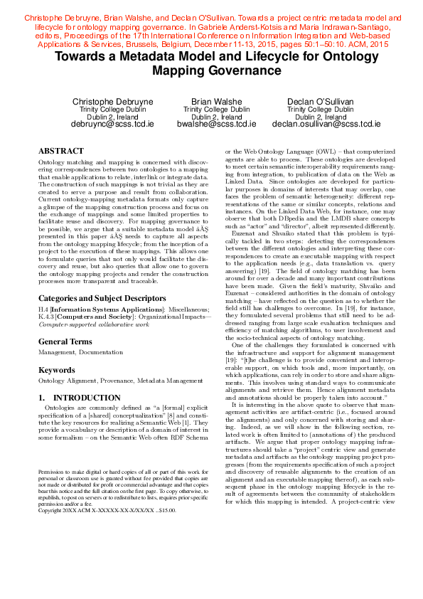 (PDF) Towards a project centric metadata model and lifecycle for ...