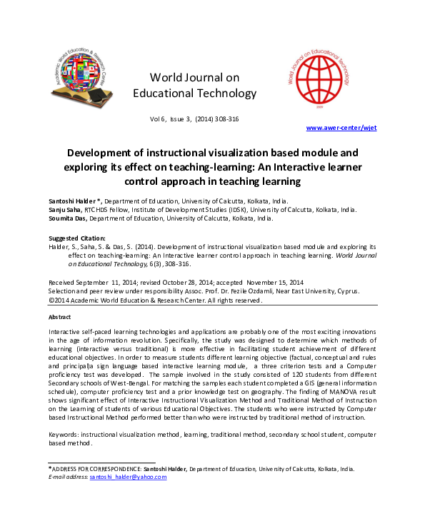 (PDF) Development of instructional visualization based module and ...