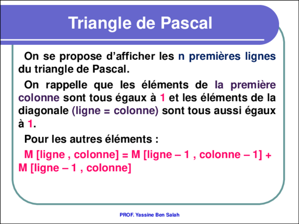 triangle de pascal