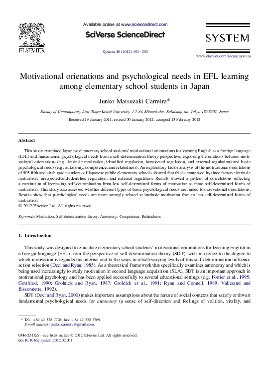 (PDF) Motivational orienations and psychological needs in EFL learning ...