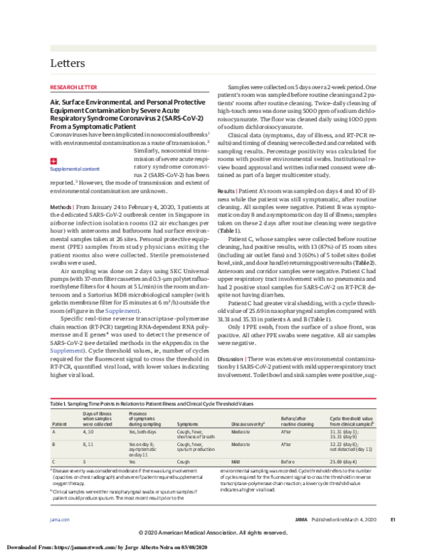(PDF) Letters Air, Surface Environmental, and Personal Protective ...