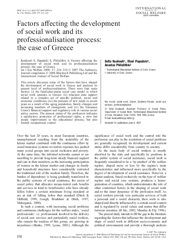 (PDF) Factors affecting the development of social work and its ...
