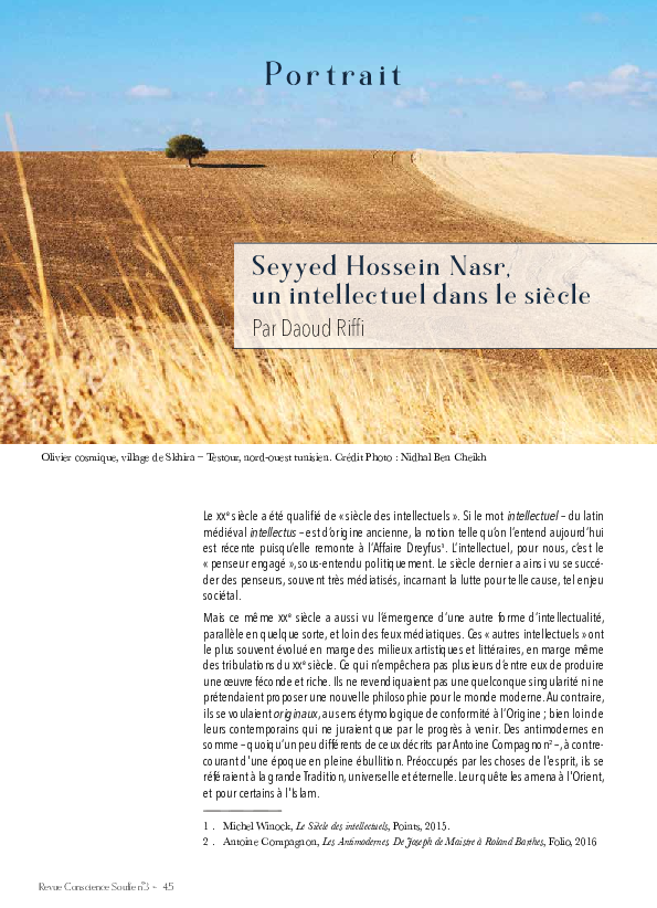 (PDF) Seyyed Hossein Nasr, un intellectuel dans le siècle