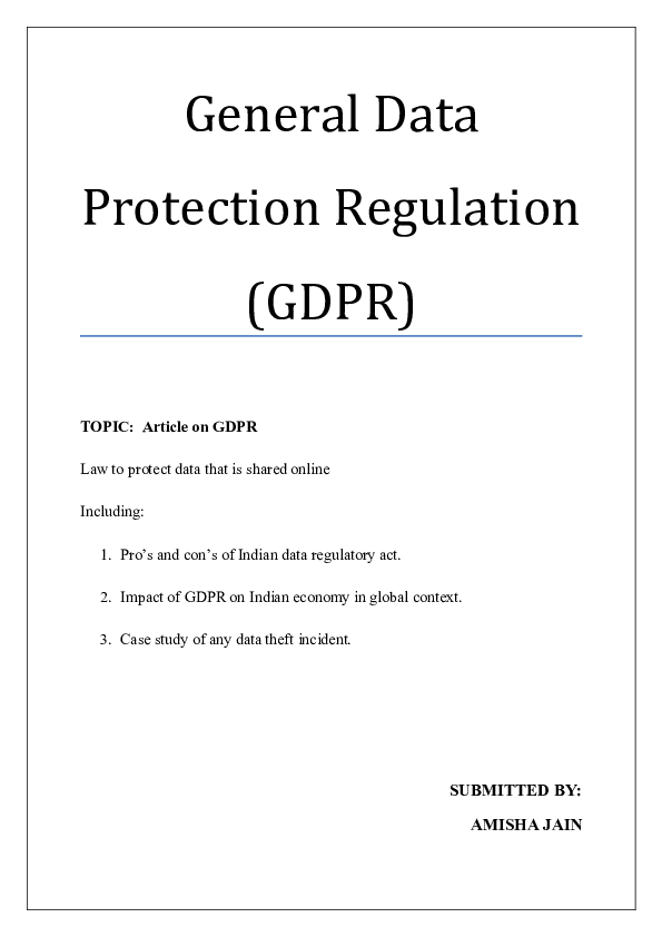 (DOC) General Data Protection Regulation (GDPR)