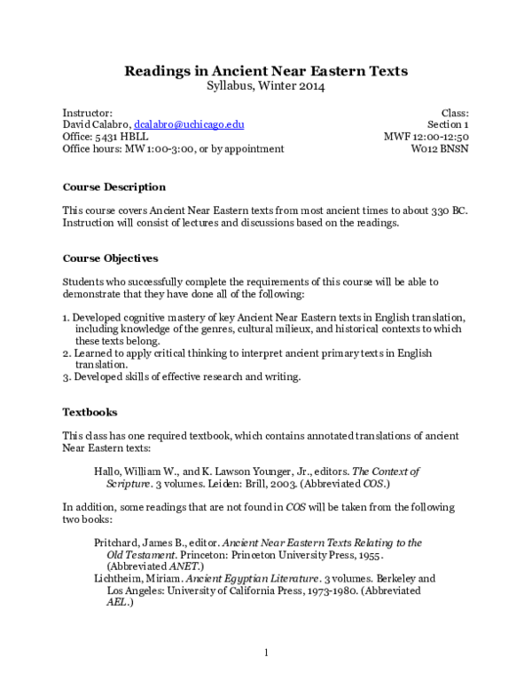 (PDF) Readings in Ancient Near Eastern Texts