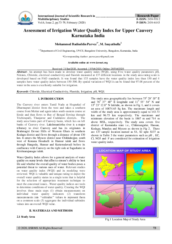 (PDF) Assessment of Irrigation Water Quality Index for Upper Cauvery ...