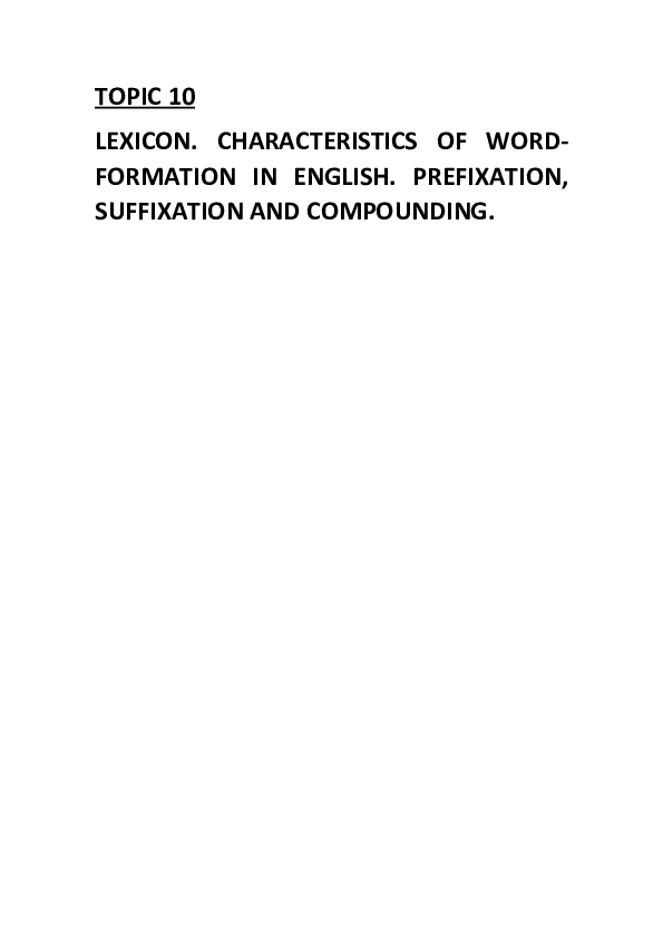 (DOC) Lexicon. Characteristics of word formation in English.