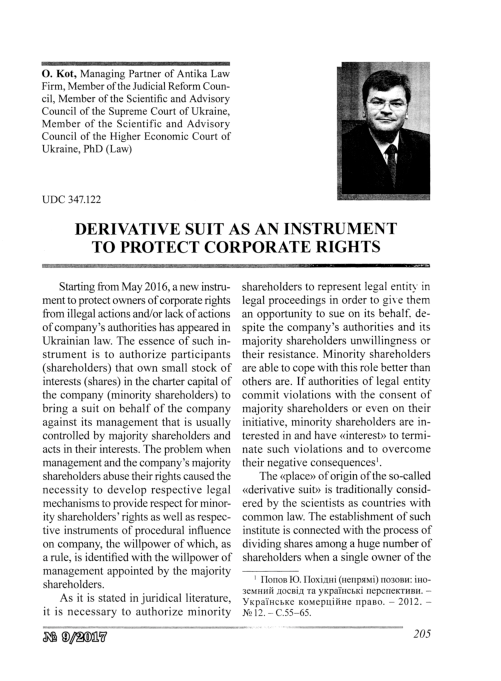 (PDF) Derivative suit as an instrument to protect corporate rights