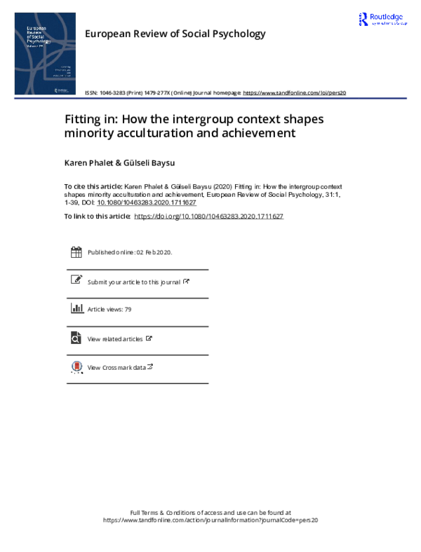 (PDF) Fitting in: How the intergroup context shapes minority ...