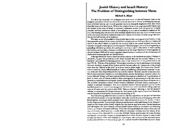 (PDF) Michael A. Meyer, “Jewish History and Israeli History: The ...