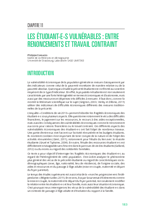 Pdf Les Etudiant E S Vulnerables Entre Renoncements Et Travail Contraint Observatoire National De La Vie Etudiante Ove Academia Edu