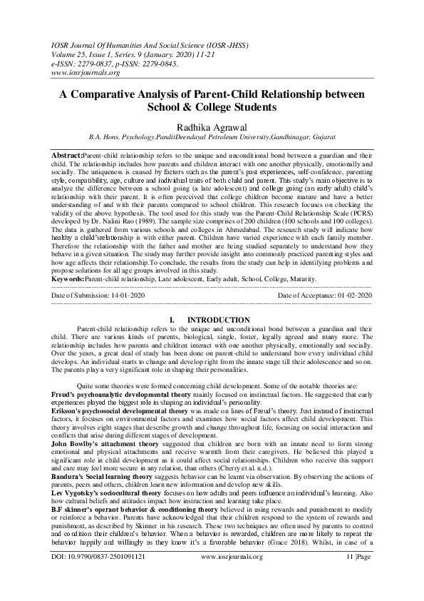 (PDF) A Comparative Analysis of Parent-Child Relationship between ...