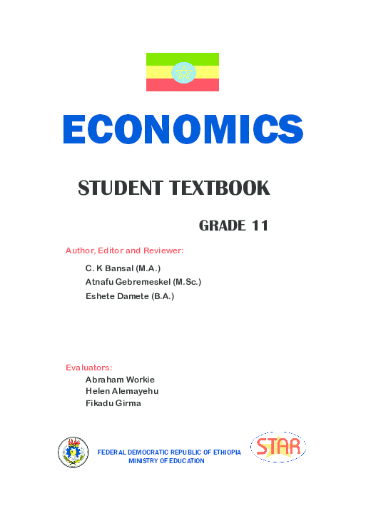 (PDF) ECONOMICS STUDENT TEXTBOOK GRADE 11 FEDERAL DEMOCRATIC REPUBLIC