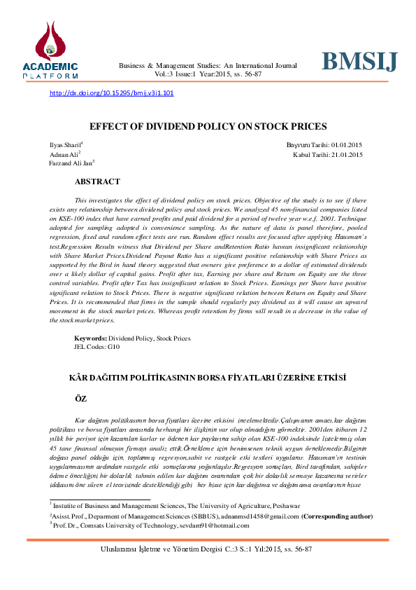 Pdf Effect Of Dividend Policy On Stock Prices Pdf Effect Of Dividend Policy On Stock Prices