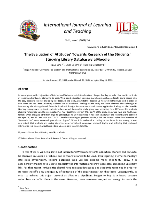 (PDF) The Evaluation of Attitudes' Towards Research of the Students ...