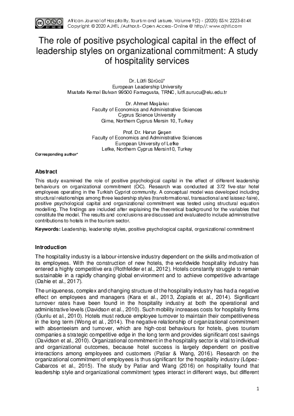 (PDF) The role of positive psychological capital in the effect of ...