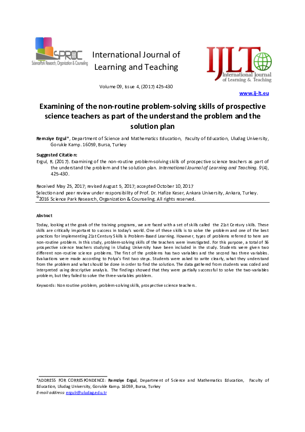 (PDF) Examining of the non-routine problem-solving skills of ...