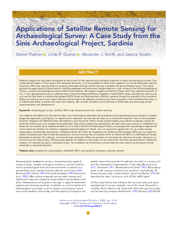 (PDF) Applications of Satellite Remote Sensing for Archaeological ...