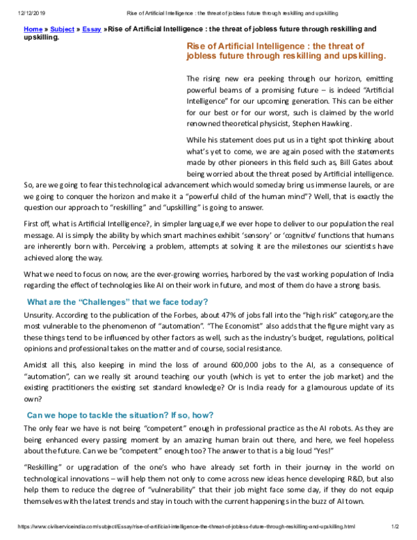 The Role Of Artificial Intelligence In Future Technology Essay