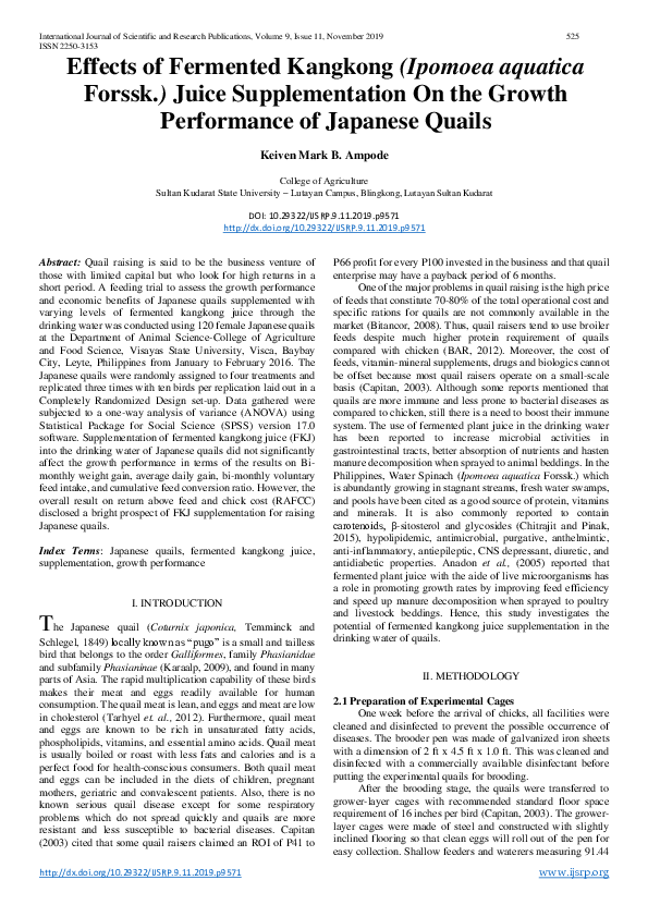 (PDF) Effects of Fermented Kangkong (Ipomoea aquatica Forssk.) Juice