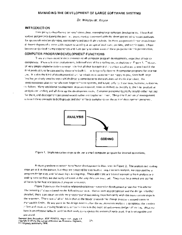 (PDF) MANAGING THE DEVELOPMENT OF LARGE SOFTWARE SYSTEMS
