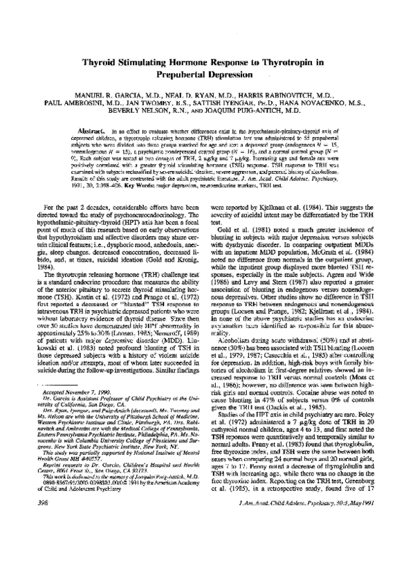 (PDF) Thyroid Stimulating Hormone Response to Thyrotropin in ...