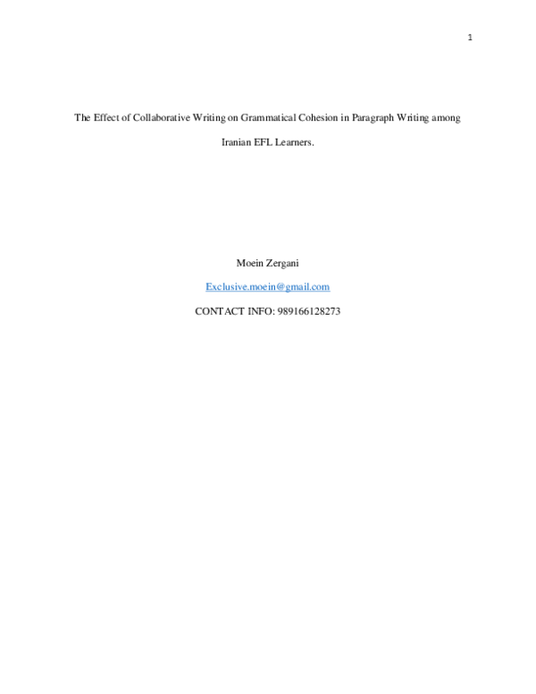(PDF) The Effect of Collaborative Writing on Grammatical Cohesion in ...