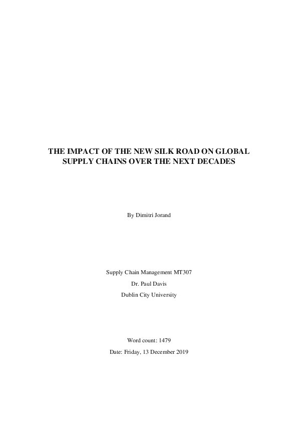(PDF) IMPACT OF THE NEW SILK ROAD ON GLOBAL SUPPLY CHAINS OVER THE NEXT ...