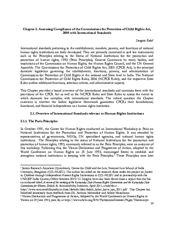 (PDF) Assessing Compliance of the Commissions for Protection of Child