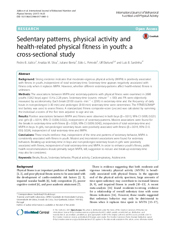 (PDF) Sedentary patterns, physical activity and health-related physical ...