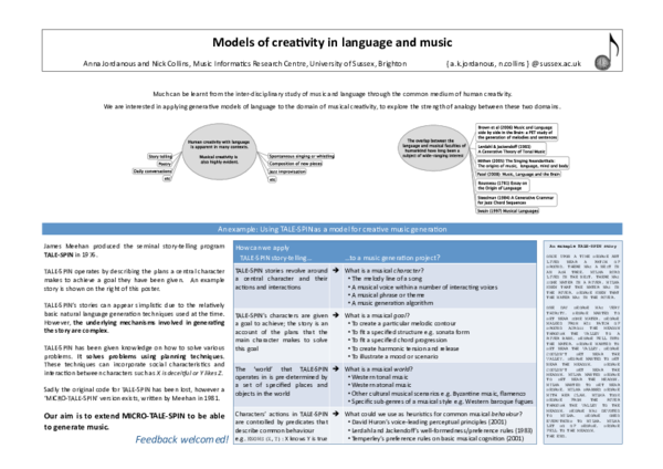 (PDF) Models of creativity in language and music. (poster)