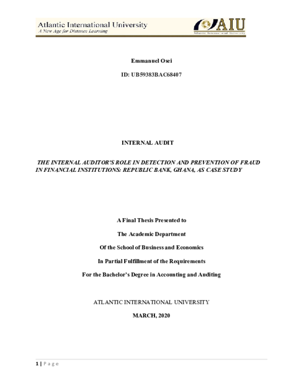 (DOC) THE INTERNAL AUDITOR'S ROLE IN DETECTION AND PREVENTION OF FRAUD ...