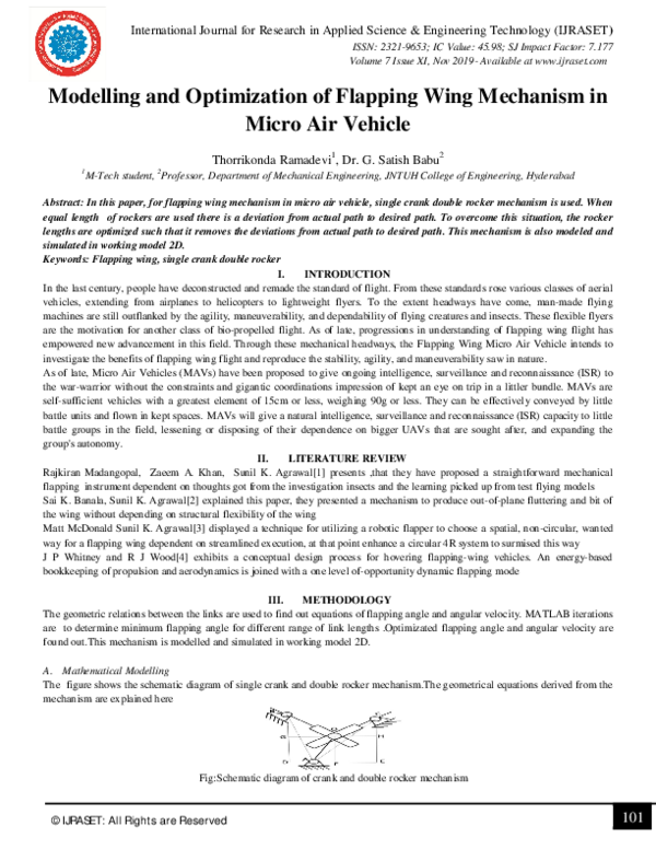 (PDF) Modelling and Optimization of Flapping Wing Mechanism in Micro ...