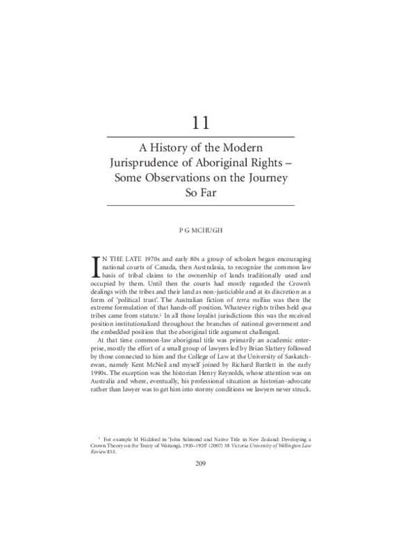 (PDF) A History of the Modern Jurisprudence of Aboriginal Rights - Some ...