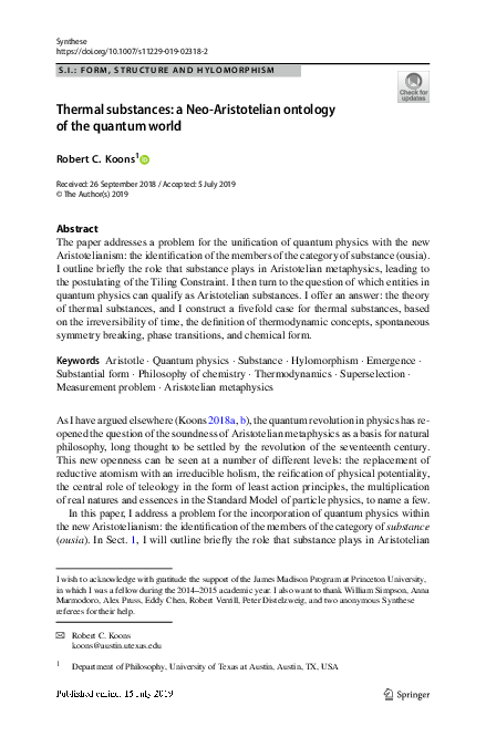 Philosophy Of Chemistry Research Papers Academia Edu