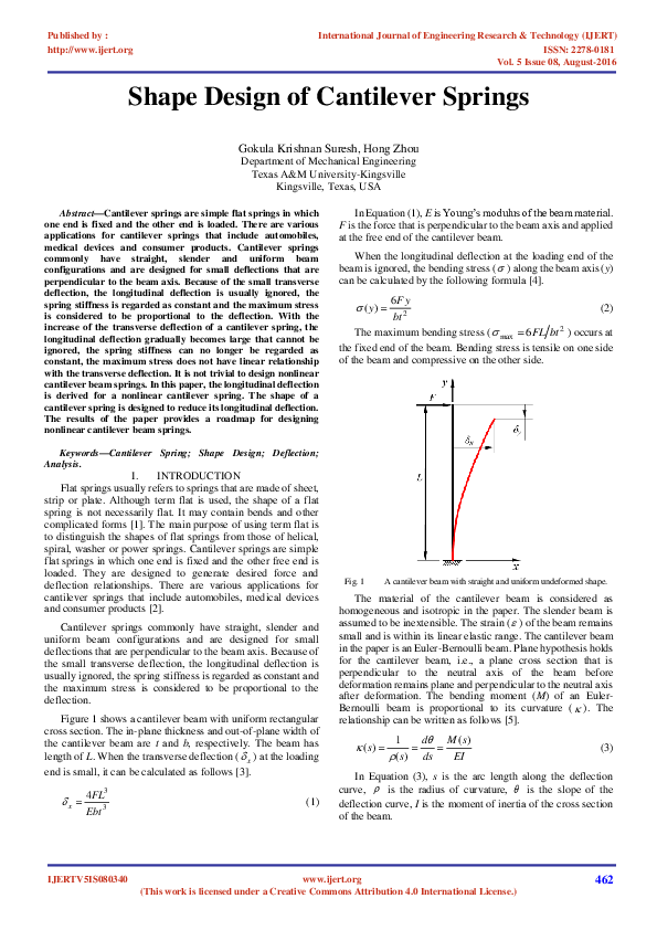 (PDF) IJERTShape Design of Cantilever Springs IJERT Journal