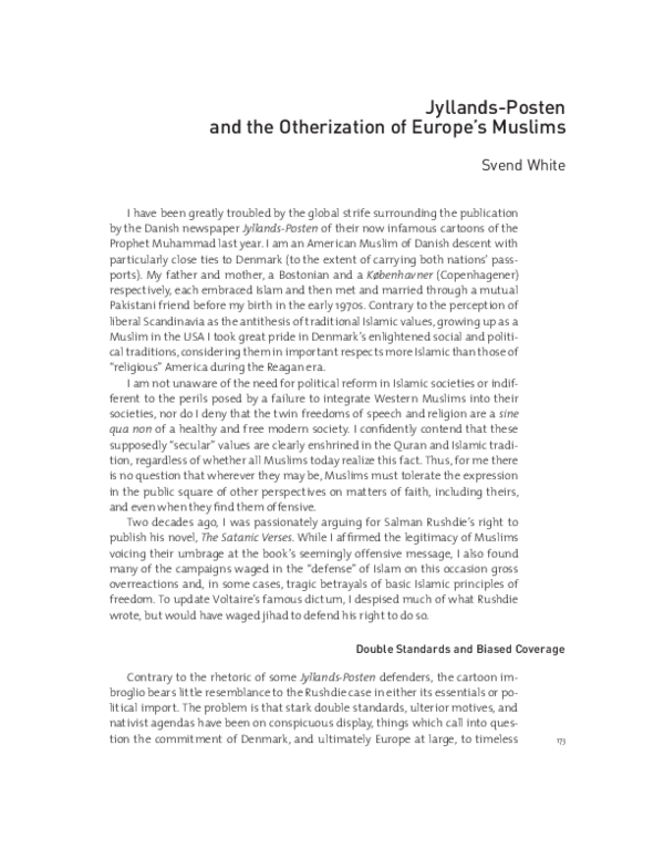 (PDF) Jyllands-Posten and the Otherization of Europe's Muslims