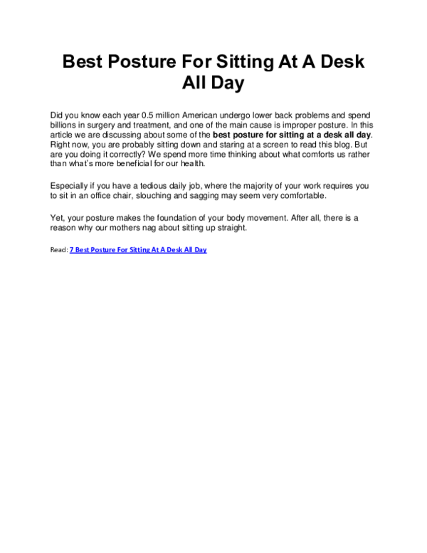 (PDF) Best Posture for sitting at a Desk all Day Chairs Lab David