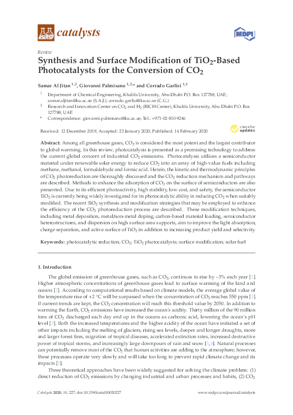 (PDF) Synthesis and Surface Modification of TiO 2 -Based Photocatalysts ...