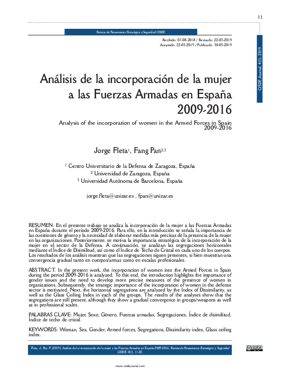 (PDF) Análisis de la incorporación de la mujer a las Fuerzas Armadas en ...