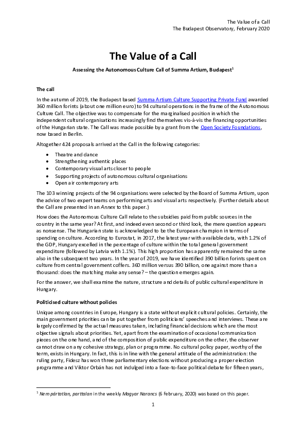 (PDF) The Value of a Call