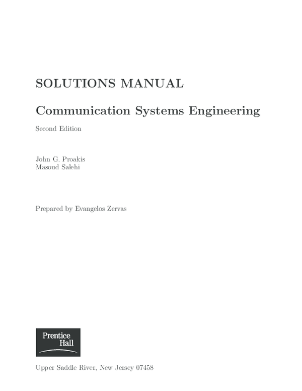 (PDF) SOLUTIONS MANUAL Communication Systems Engineering Second Edition