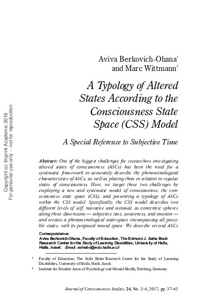 (PDF) A Typology of Altered States According to the Consciousness State ...